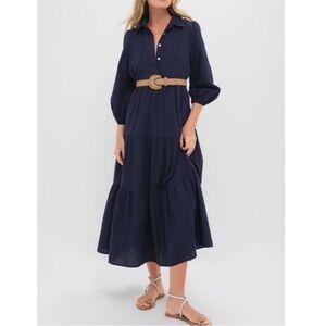 POMANDER PLACE 
Navy Cotton Mabel Maxi Dress